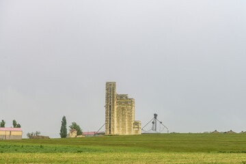 Old grain silo and flour mill in Gastronomocho, Palencia agricultural landscape © Agustin