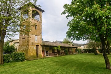Clock tower and music house in Abarca de Campos, Palencia village