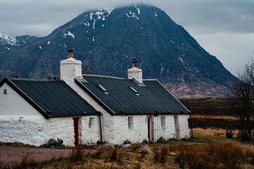 White cottage near Buachaille Etive Mor