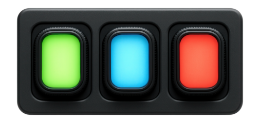 Illuminated fuel selection buttons with clear labeling for each type of fuel