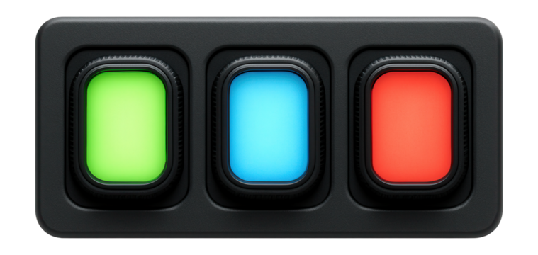 Illuminated fuel selection buttons with clear labeling for each type of fuel