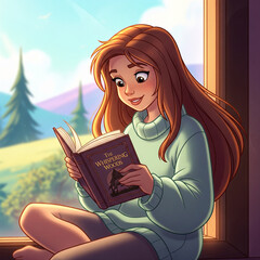 girl reading a book