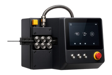 CNC wire bending machine with a touchscreen interface for precision forming in an electronics manufacturing plant