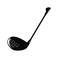 Monochromatic illustration of a golf club driver with a white background, golf club illustration silhouette