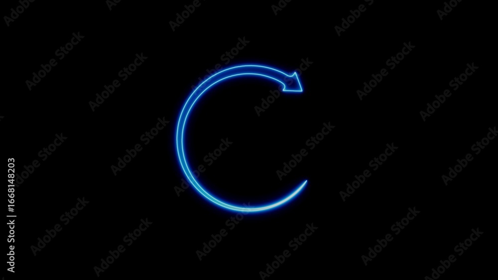 Poster blue circular arrow loading icon with subtle grid overlay on black spinner waiting