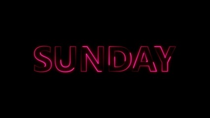 Fototapeta premium Bright Pink Neon Word SUNDAY Illuminated on Black Background sunday week