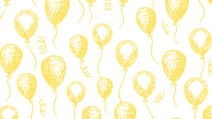 Yellow balloons in the white background vector. Celebration seamless pattern . © Lara