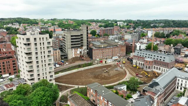 Hertogensite Development Project in Leuven - Aerial Pullback