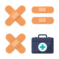 First aid kit and bandages for medical care and treatment