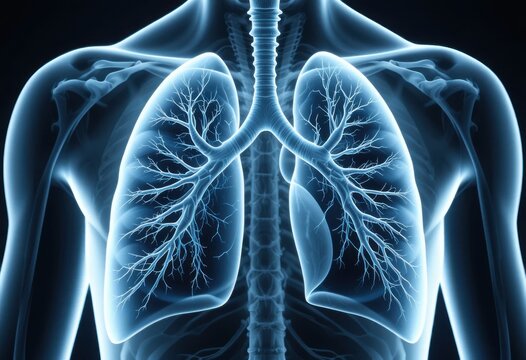 Ilustraci&oacute;n detallada en estilo de rayos X de pulmones y bronquios humanos, adecuada para educaci&oacute;n sanitaria, visualizaci&oacute;n conceptual y anat&oacute;mica