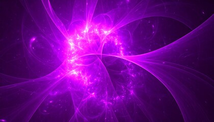 Obraz premium Purple Fractal Energy Burst, Digital Art