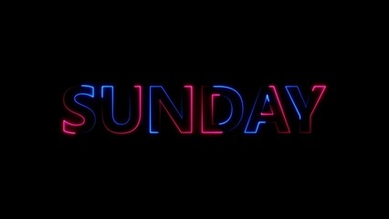 Neon Sunday text with blue and pink glowing outlines on black background word