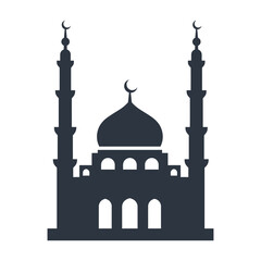 A mosque with minarets and dome on a white background