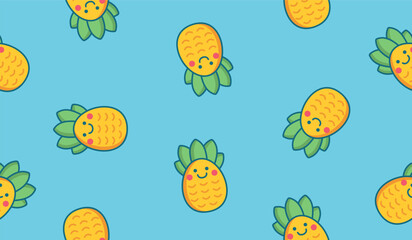 Cute pineapple fruits pattern background vector design