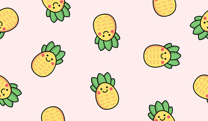Cute pineapple fruits pattern background vector design