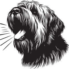 Briard Dog vector in black and white