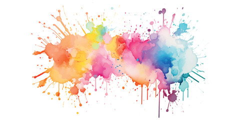 Vibrant colorful watercolor splashes and drips abstract background for creative projects  white background