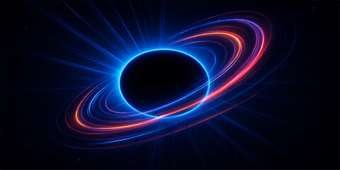 Abstract futuristic technology background with glowing blue and purple fractal energy lines, motion waves, and digital light patterns