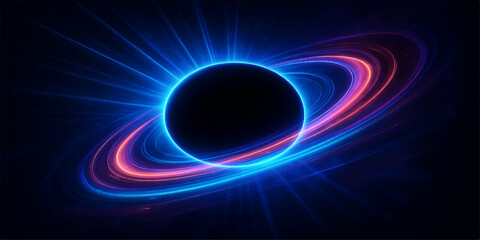 Glowing fractal lines in a dark blue abstract space pattern create a futuristic, high-energy wave design