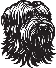 Briard Dog vector in black and white