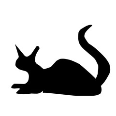 Hand-drawn black cat, isolated on a white background. Vector illustration of a Halloween decorative element for design decoration.