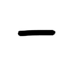 A rough, hand-drawn black minus sign is centered on a solid white background, with a bold, hand-sketched appearance