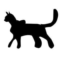 Hand-drawn black cat, isolated on a white background. Vector illustration of a Halloween decorative element for design decoration.