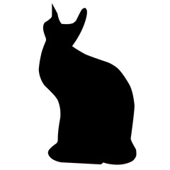 Hand-drawn black cat, isolated on a white background. Vector illustration of a Halloween decorative element for design decoration.