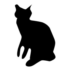 Hand-drawn black cat, isolated on a white background. Vector illustration of a Halloween decorative element for design decoration.