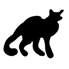 Hand-drawn black cat, isolated on a white background. Vector illustration of a Halloween decorative element for design decoration.