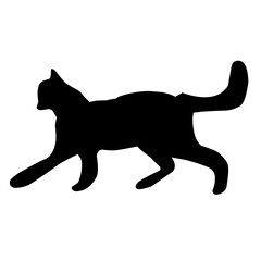 Hand-drawn black cat, isolated on a white background. Vector illustration of a Halloween decorative element for design decoration.