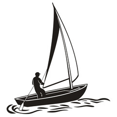 Person sailing small boat silhouette