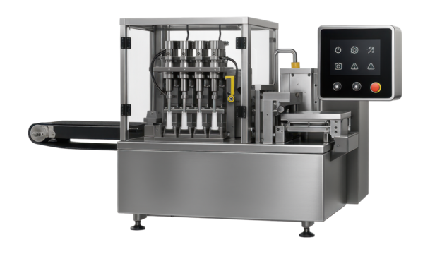 Multi-lane tube filler with an integrated sealing system for a large-scale food processing plant