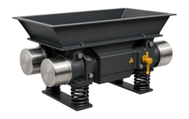 Double-mass vibratory feeder with a balanced design and low power consumption for a cement plant.