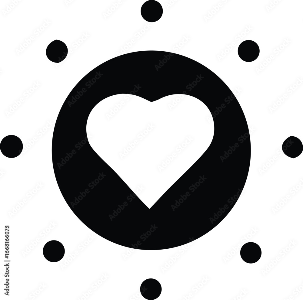 Poster abstract heart icon with circular dot arrangement symbolizing connection love and wholeness for desi