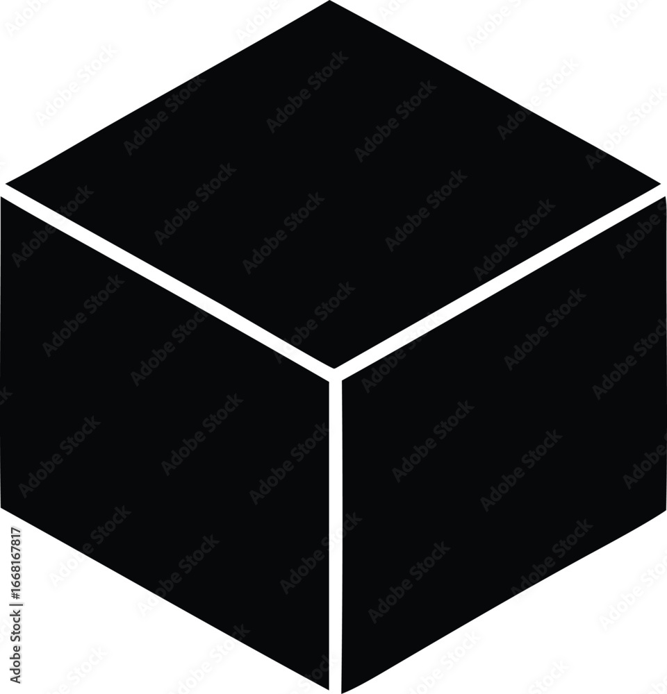 Aufkleber minimalist black cube geometric shape abstract simple design element for modern visuals and branding