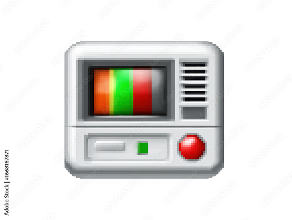 Poster red button on computer, a symbol of power, danger, or control in the digital age