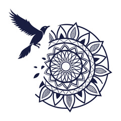 Circular pattern in the form of a mandala. Henna tatoo mandala. Mehndi style.