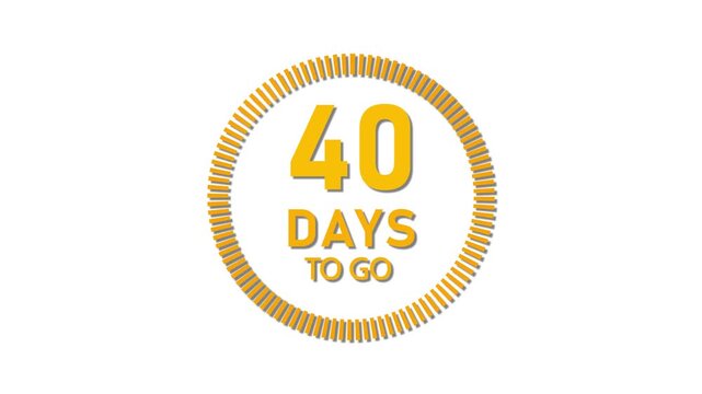 40 days to go, icon, stile, timer, countdown, Count time display with numbers. illustration , business, sale, label button ,promotion clock signs business concept isolated on white background