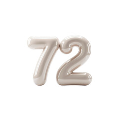 Creamy Beige Balloon Number 72  3D Rendered Anniversary or Birthday Digit