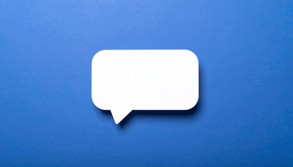 Blank notification message pop-up on blue background. Speech cloud. Modern design. Mock-up.