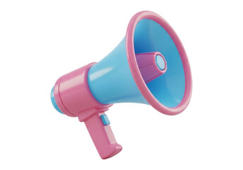3D Pink And Blue Megaphone Isolated On A Transparent Background