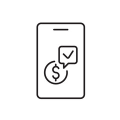 A vector icon of a payment alert or message with dollar sign and notification bell, created in line style with editable stroke