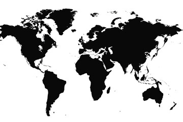 Monochrome World Map Silhouette A Comprehensive Geographical Depiction of Continents and Landmasses