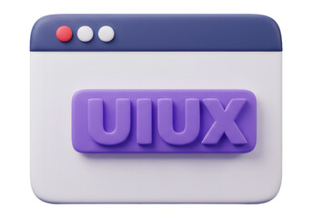 3D Rendered UIUX Interface Window With Purple Text On White Background