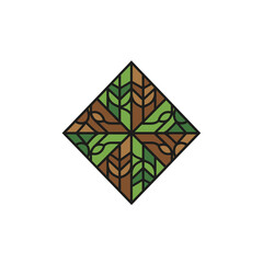 Abstract Geometric Design Inspired by Nature with Green and Brown Hues Logo Design Illustration