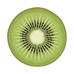 Close-up Sliced Kiwi Fruit Illustration with Vibrant Green Flesh and Black Seeds Logo Design Illustration