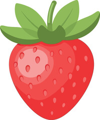 Vibrant red strawberry with green leaves, a sweet and healthy summer treat.