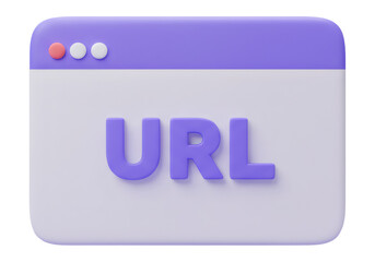 Three-dimensional Violet URL Interface on a White Web Page Illustration Isolated