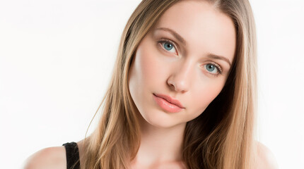 Obraz premium portrait of stylish young woman photo model posing for face cosmetics commercial shoot